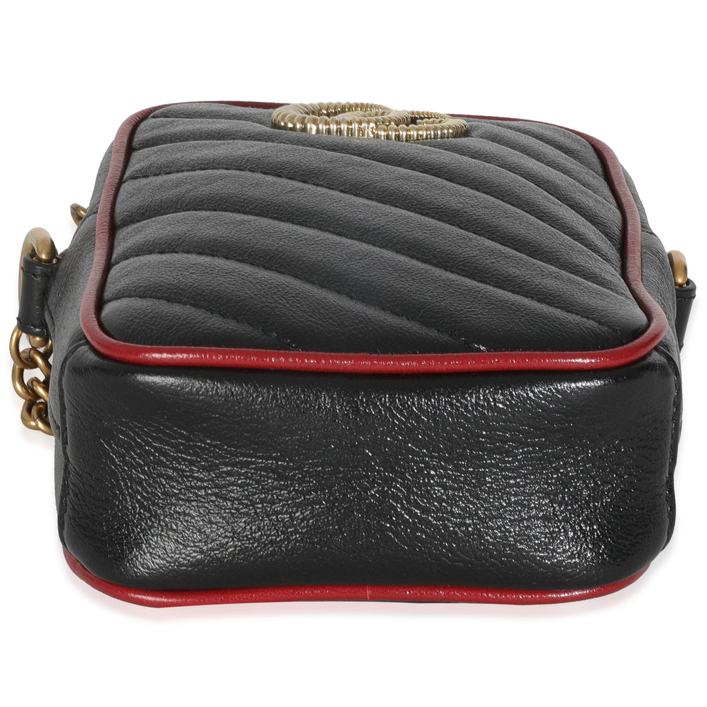 Red Black Calfskin Matelasse Mini GG Marmont Crossbody Bag