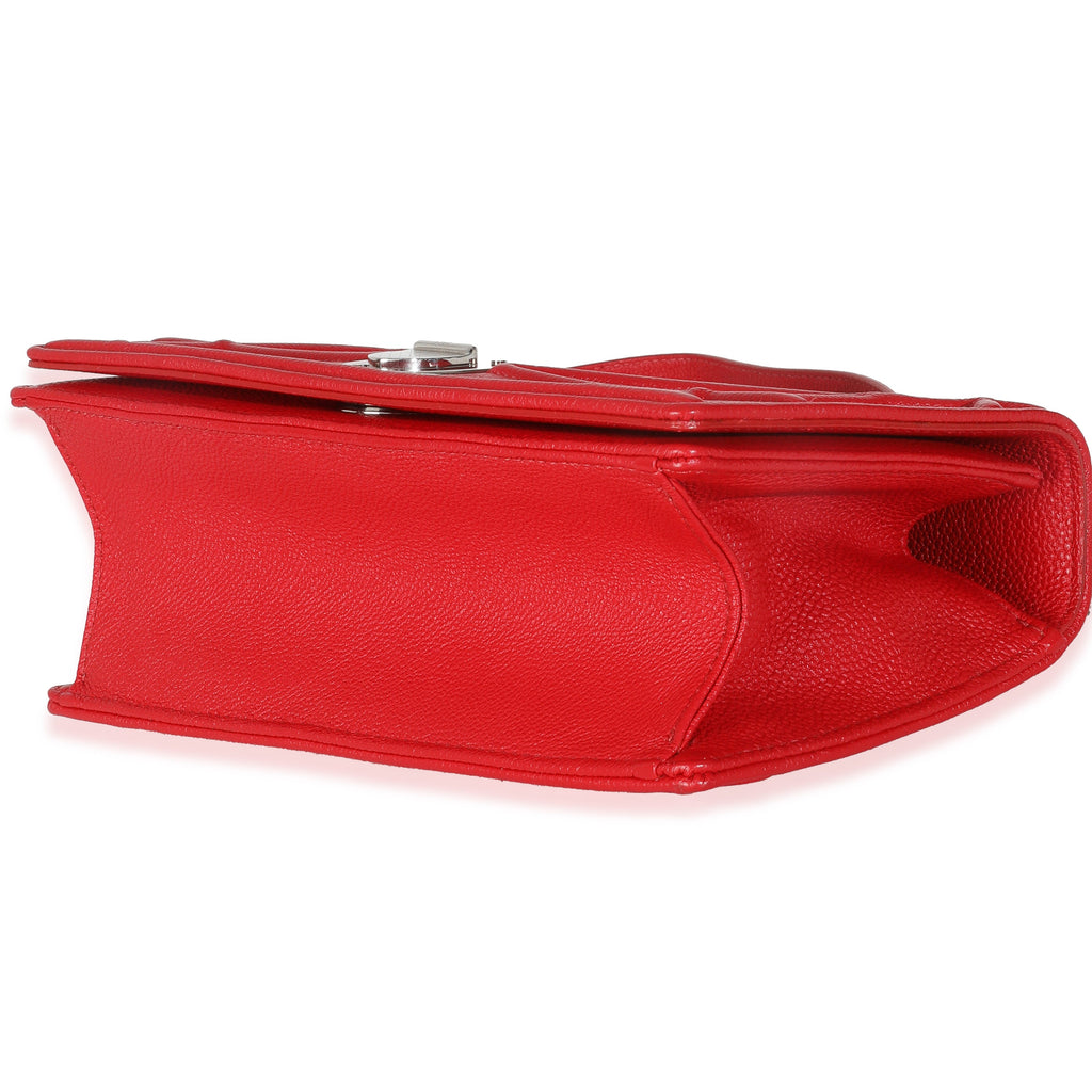 Red Grained Calfskin Small Diorama Flap Bag