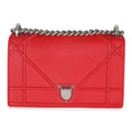 Red Grained Calfskin Small Diorama Flap Bag