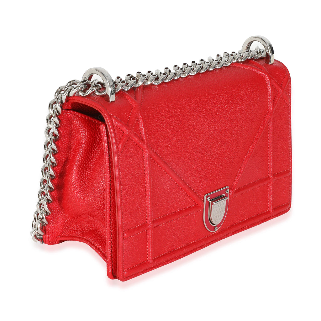 Red Grained Calfskin Small Diorama Flap Bag
