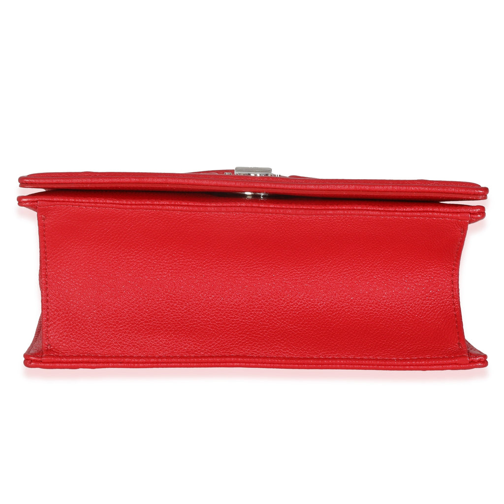 Red Grained Calfskin Small Diorama Flap Bag