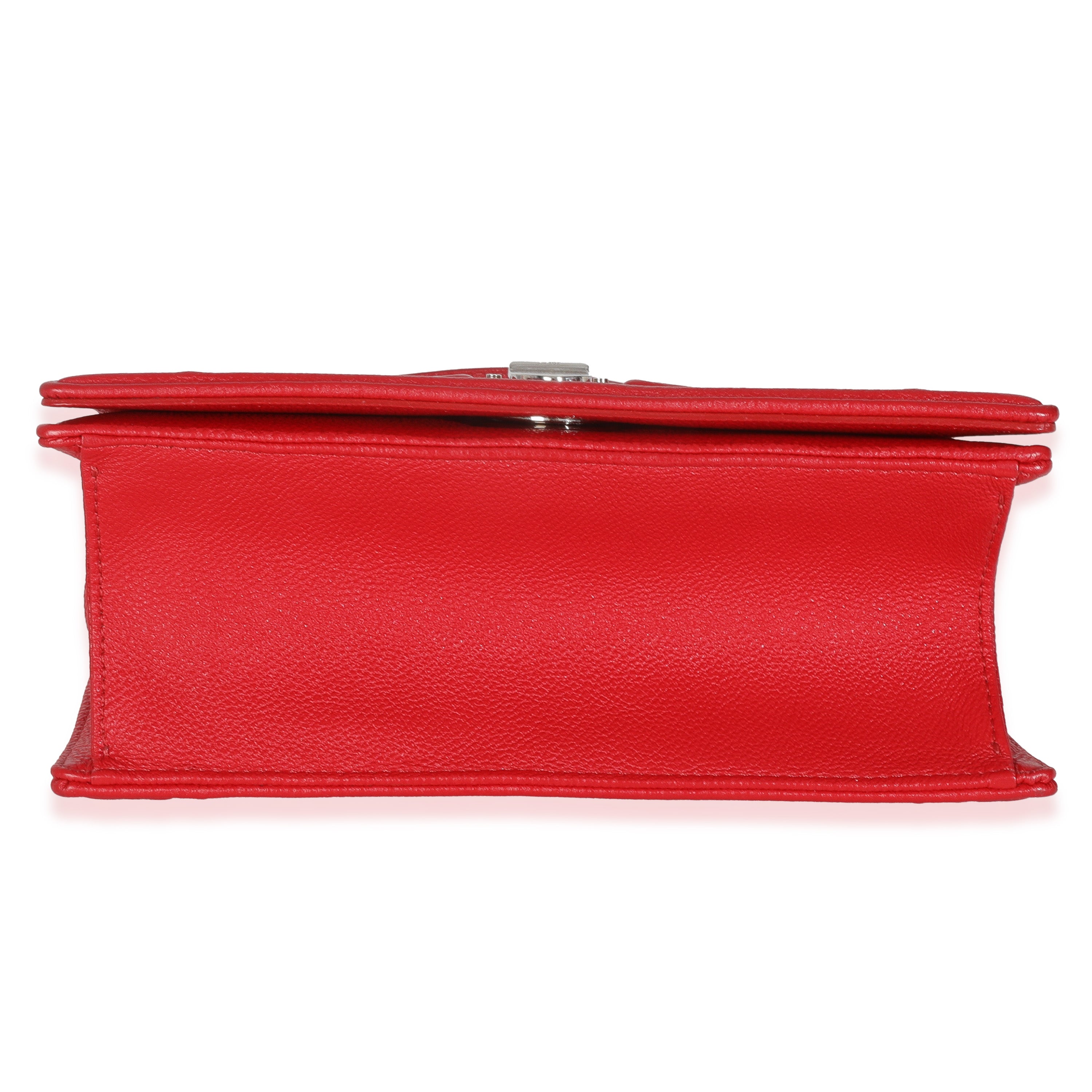 Red Grained Calfskin Small Diorama Flap Bag
