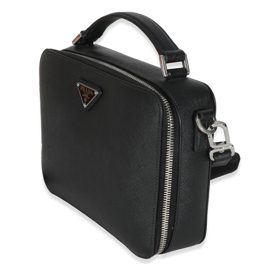 Black Saffiano Medium Brique Crossbody Bag
