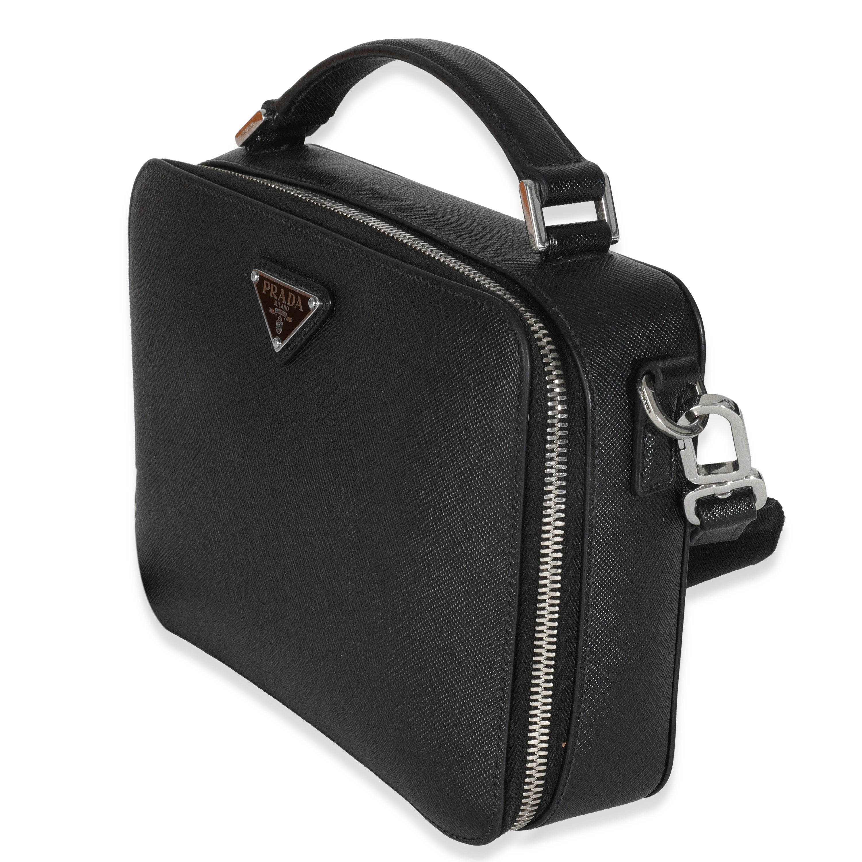 Black Saffiano Medium Brique Crossbody Bag