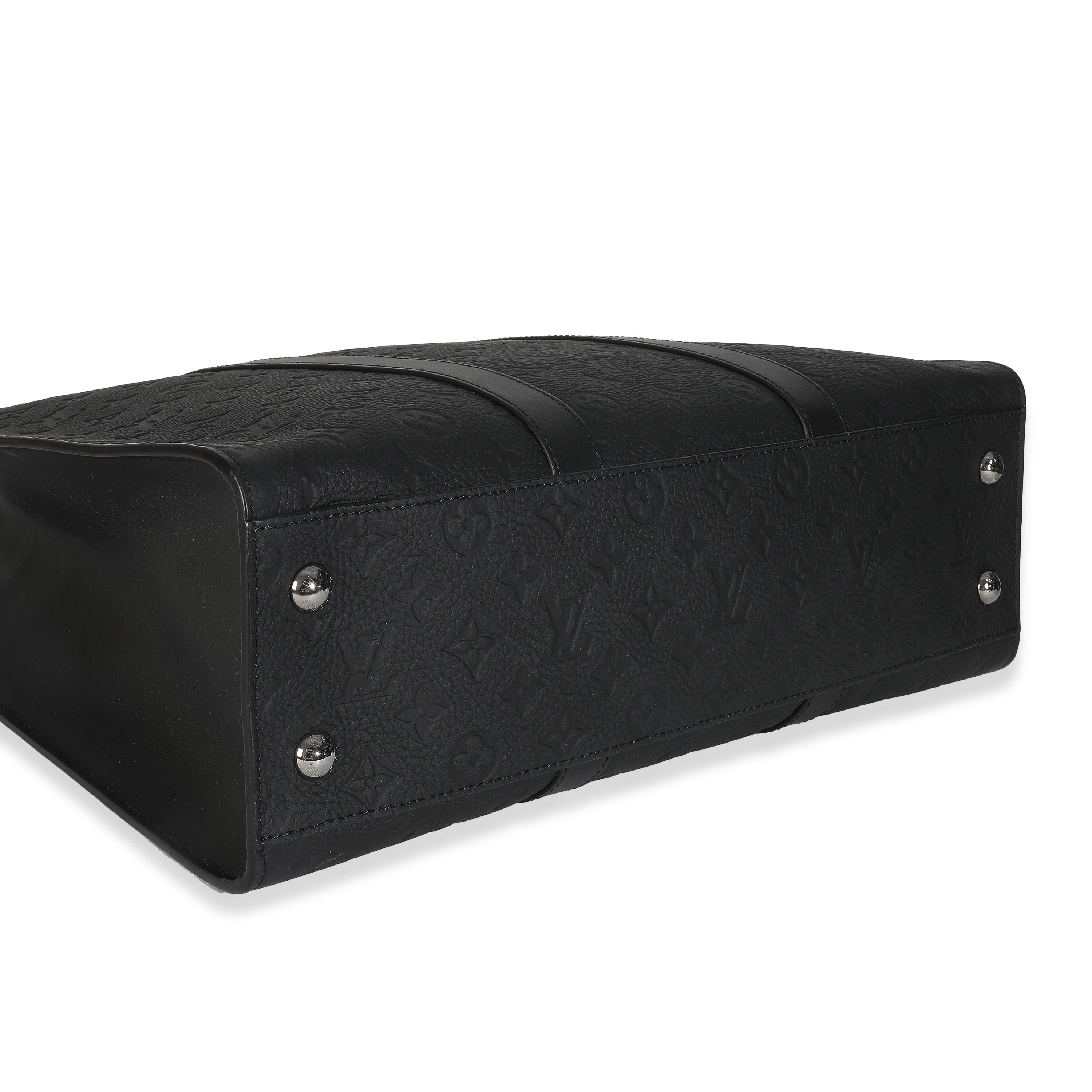 Black Monogram Embossed Taurillon Sac Plat 24H