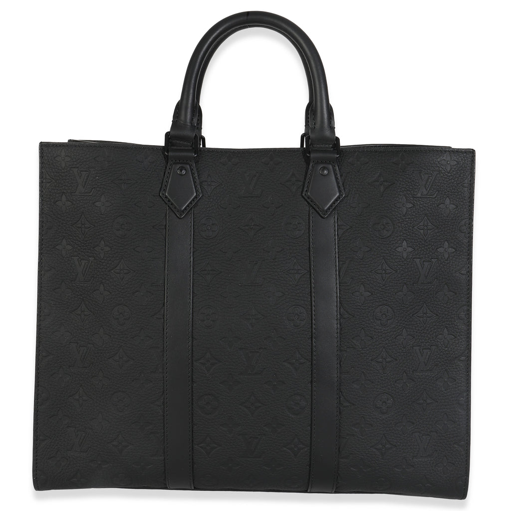 Black Monogram Embossed Taurillon Sac Plat 24H