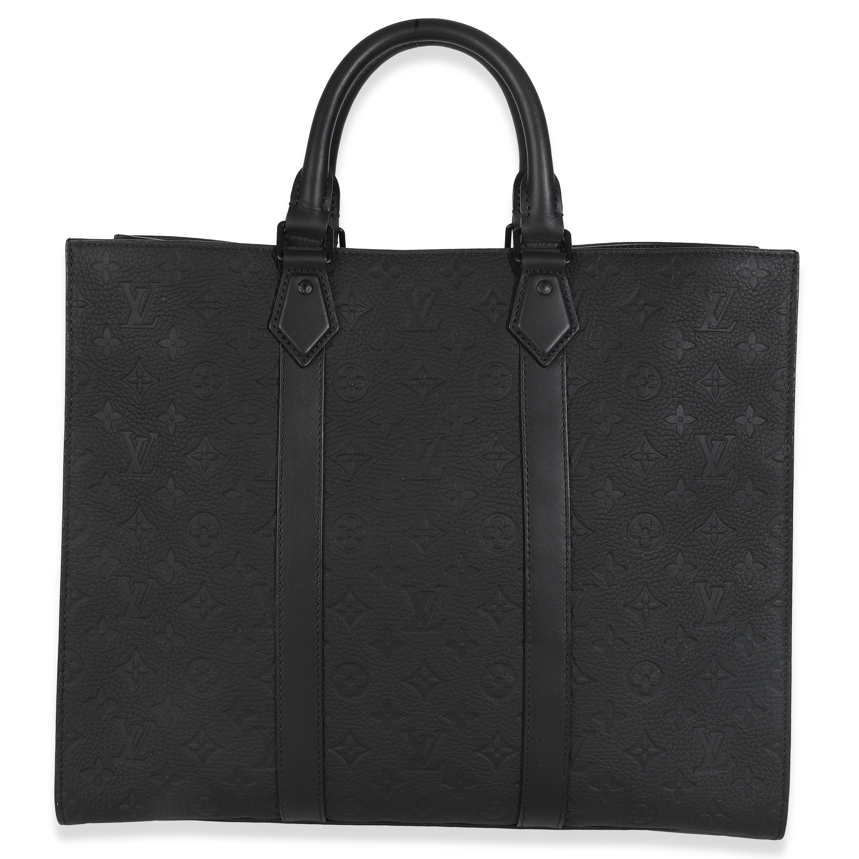 Black Monogram Embossed Taurillon Sac Plat 24H
