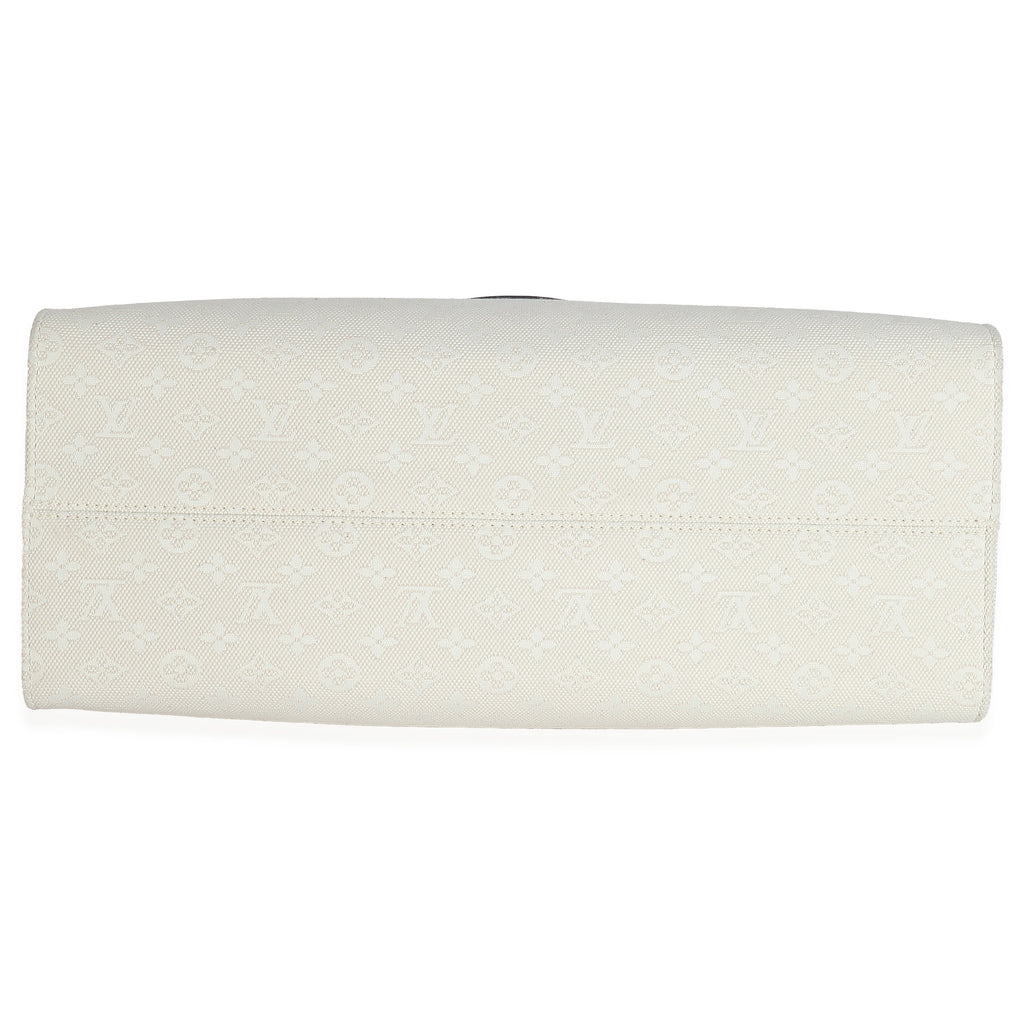 Blue Beige Jacquard Embroidered Tufted Monogram Hamptons Onthego G