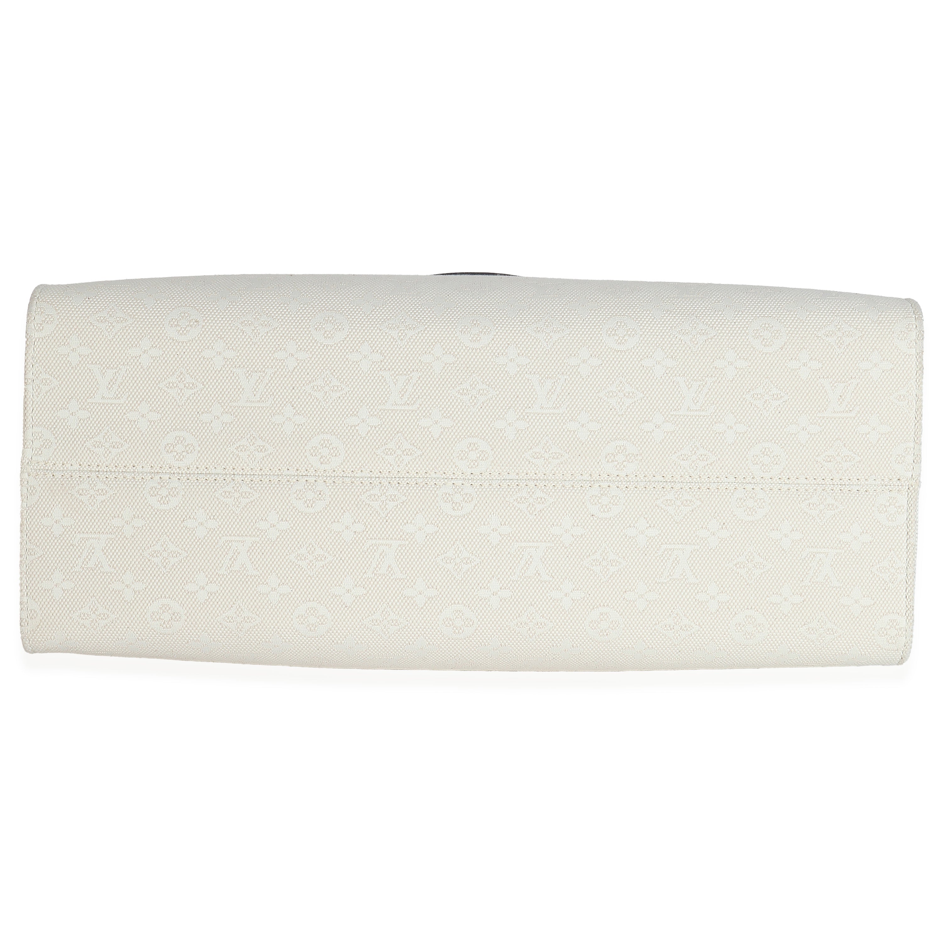 Blue Beige Jacquard Embroidered Tufted Monogram Hamptons Onthego G