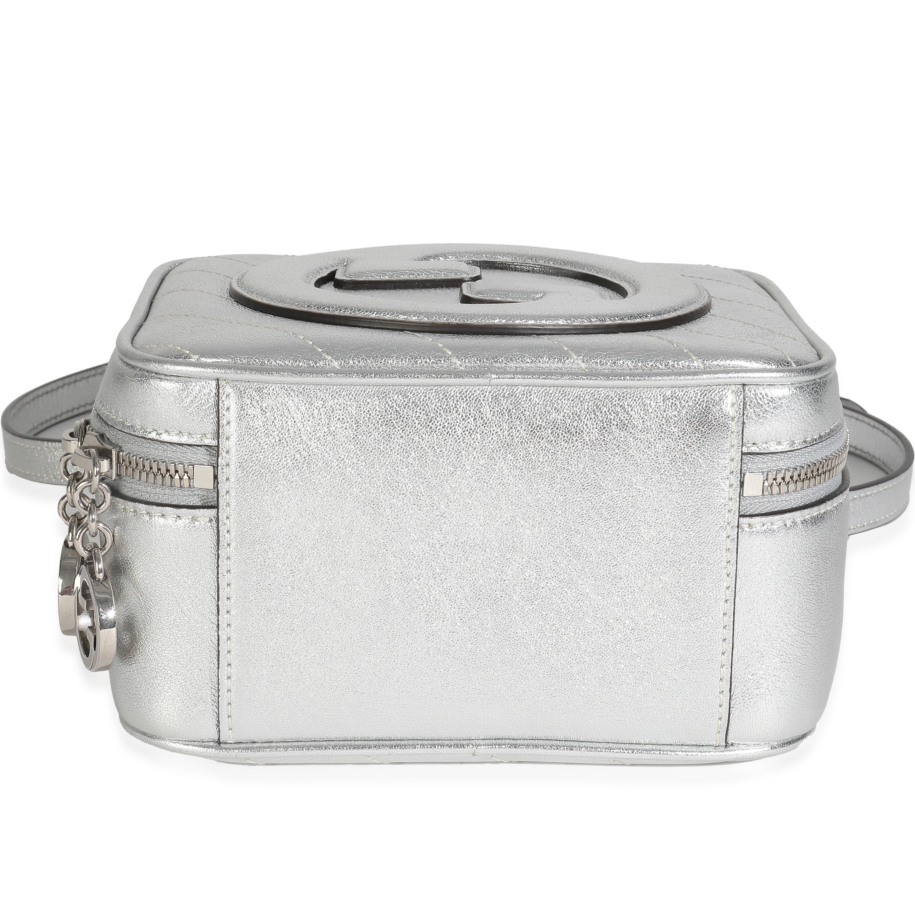 Silver Metallic Sakai Be Green Calfskin Diagonal Stitched Blondie Top Hand