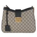 Beige Black GG Supreme Monogram Canvas Medium Padlock Shoulder Bag