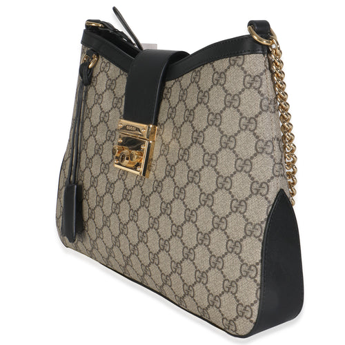 Beige Black GG Supreme Monogram Canvas Medium Padlock Shoulder Bag