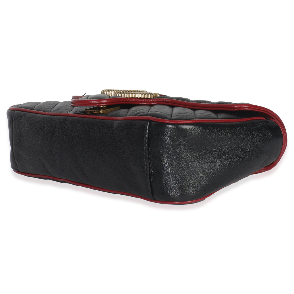 Red Black Calfskin Torchon Small GG Marmont Bag