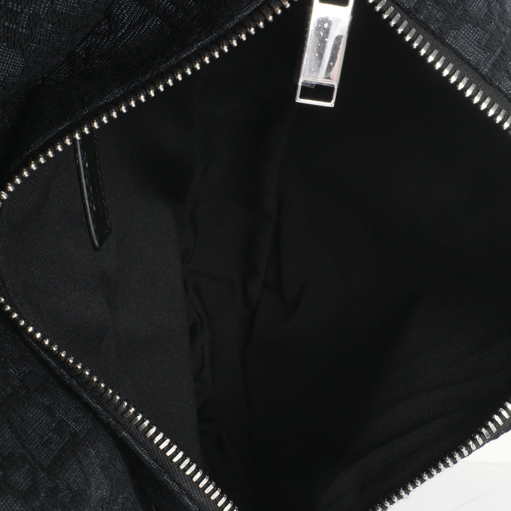 Black Oblique Jacquard Canvas Saddle Crossbody