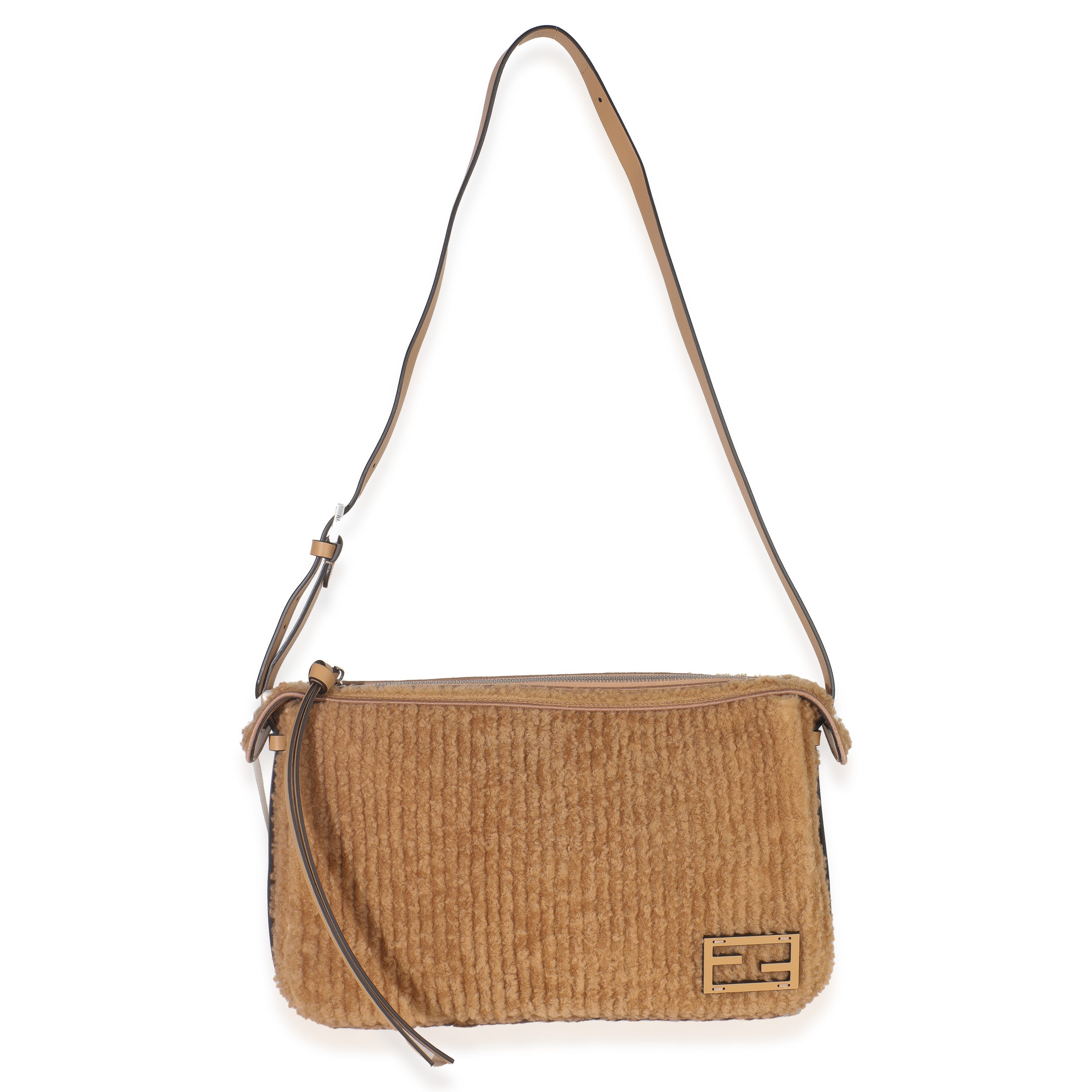 Miele Scuro Shearling Vitello Medium Simply Fendi Shoulder Bag