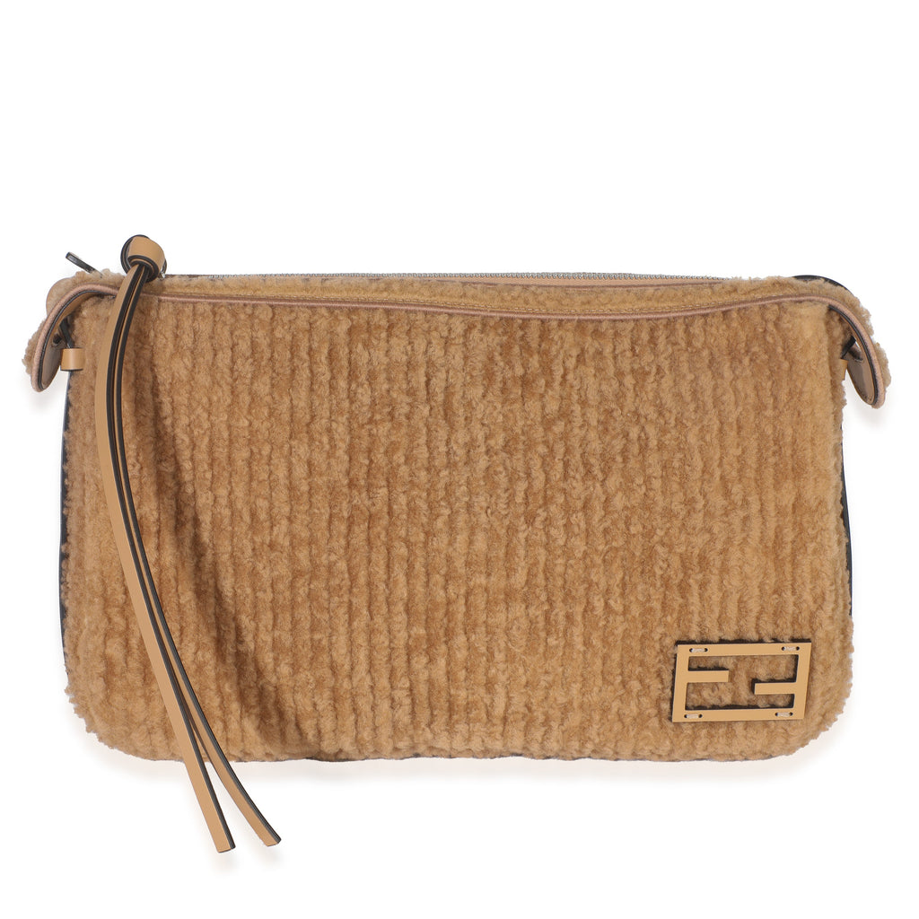 Miele Scuro Shearling Vitello Medium Simply Fendi Shoulder Bag