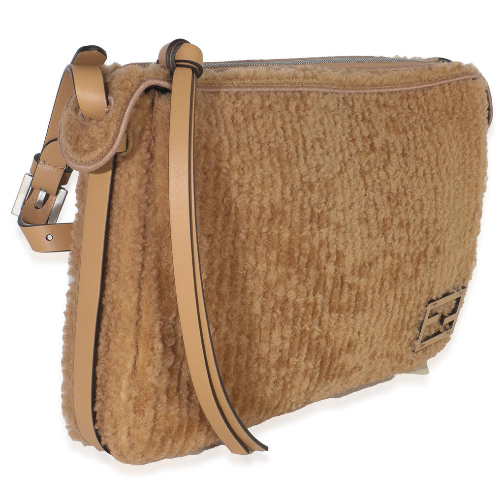 Miele Scuro Shearling Vitello Medium Simply Fendi Shoulder Bag