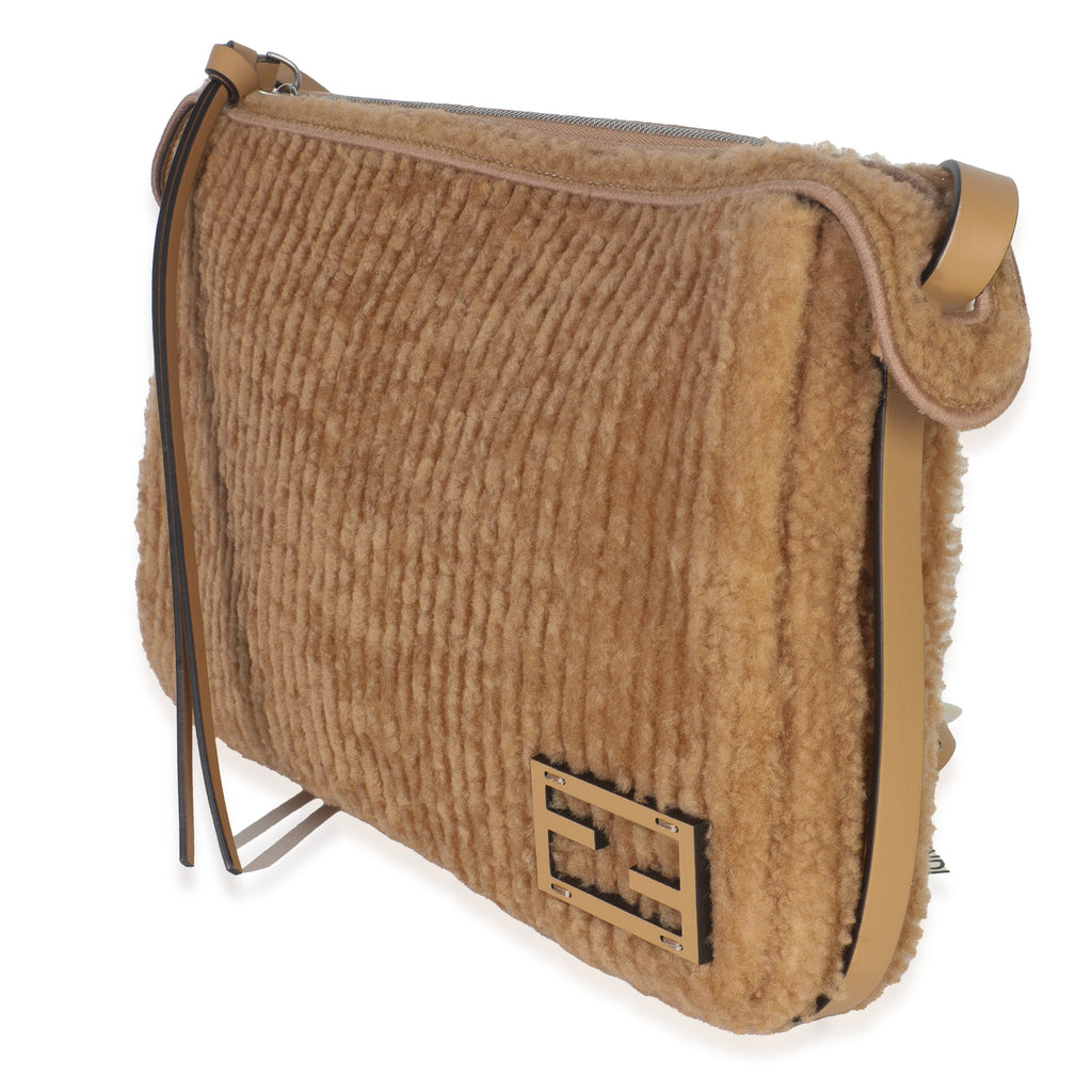 Miele Scuro Shearling Vitello Medium Simply Fendi Shoulder Bag