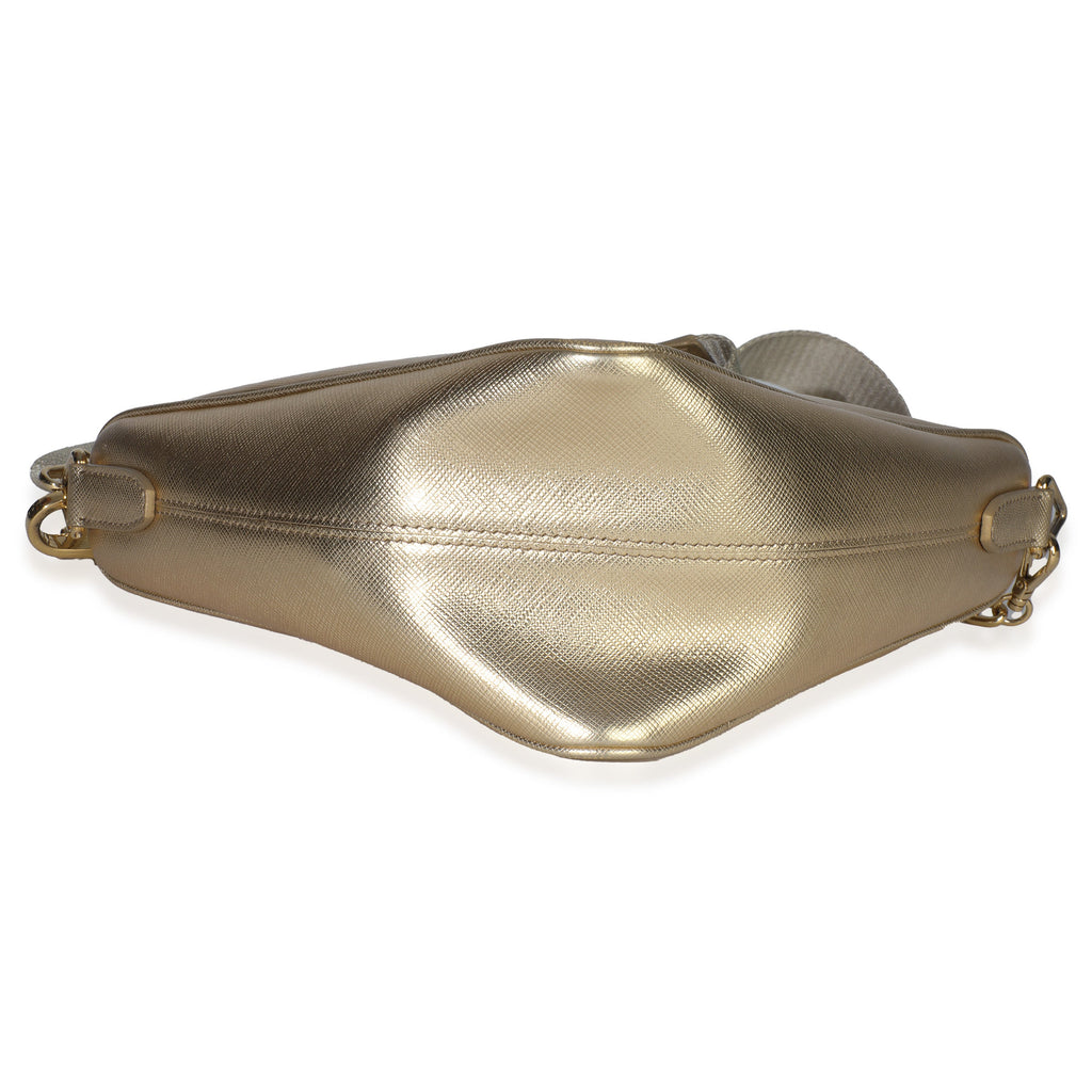 Platino Gold Saffiano Lux Triangle Shoulder Bag