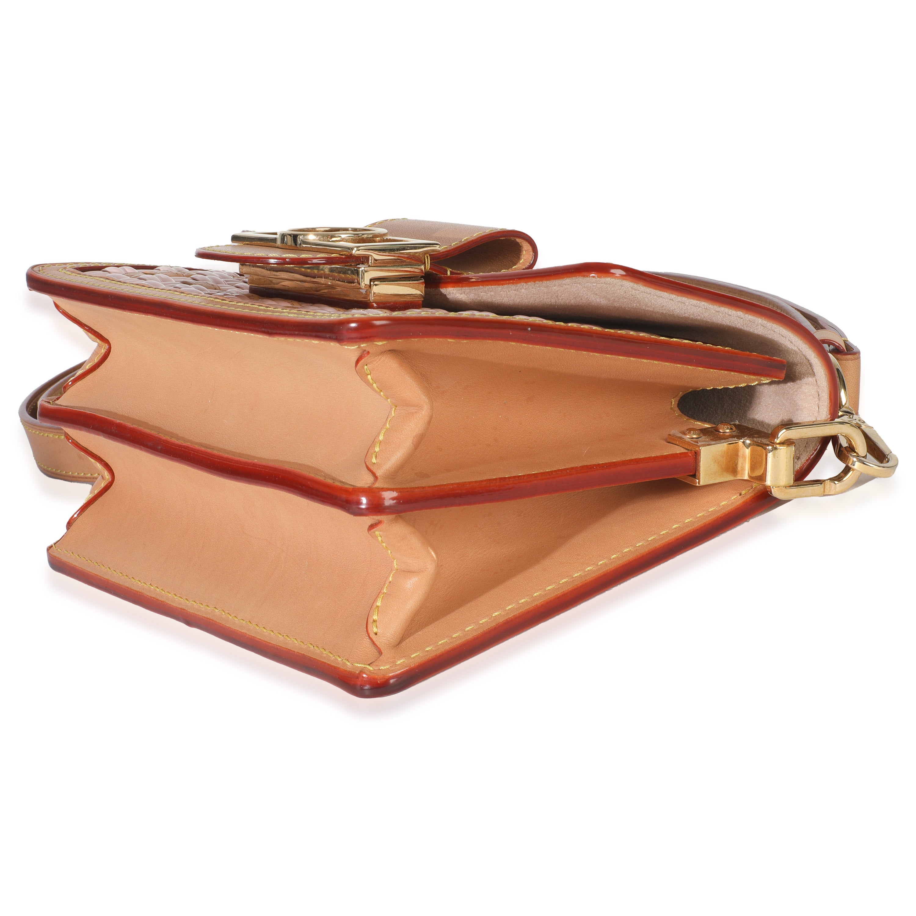 Pink Brown Leather Woven Dauphine PM