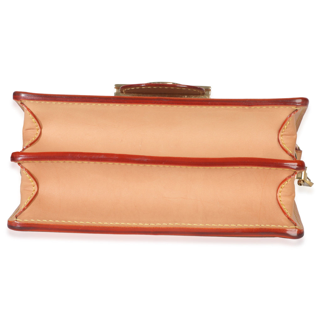 Pink Brown Leather Woven Dauphine PM