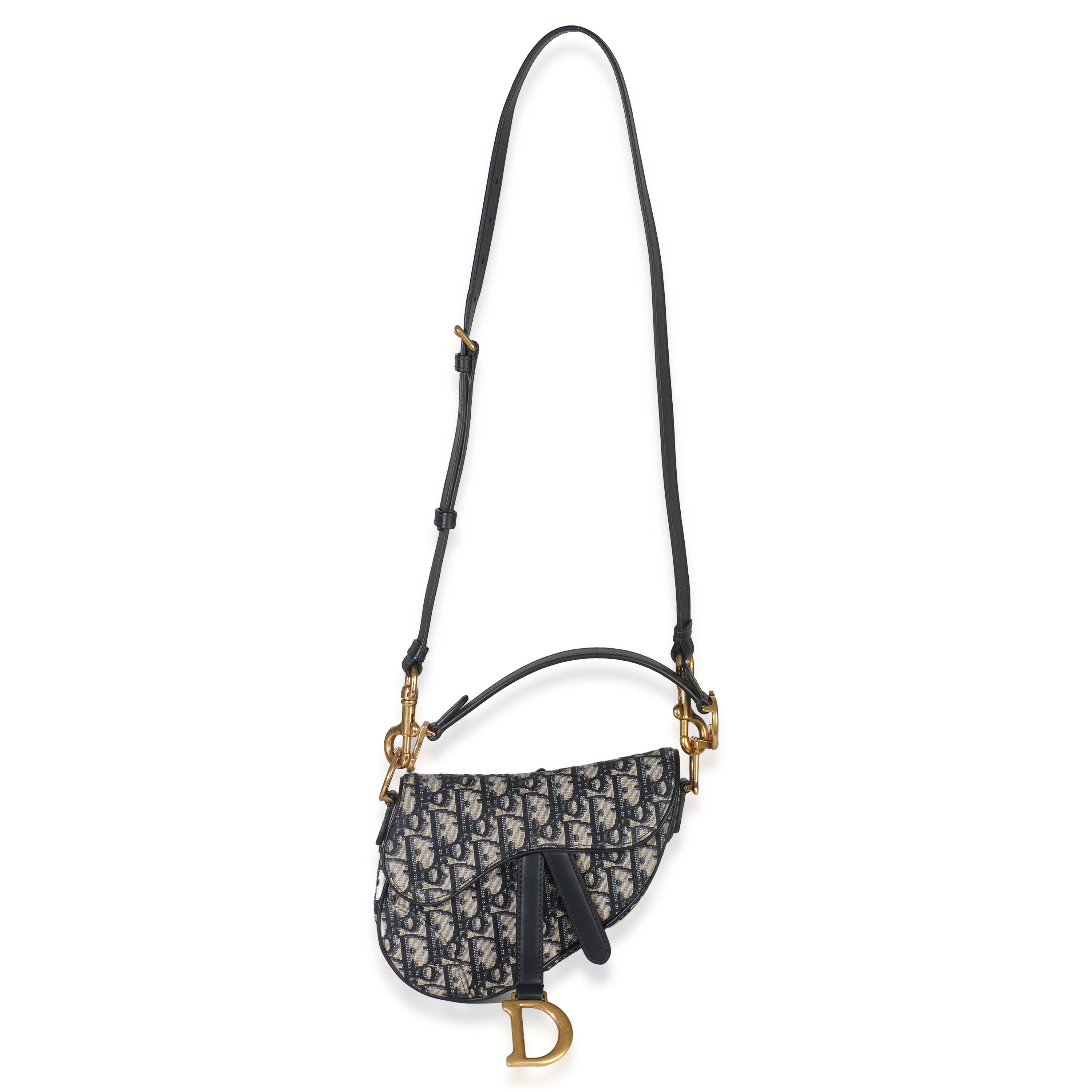 Blue Oblique Canvas Mini Saddle Bag