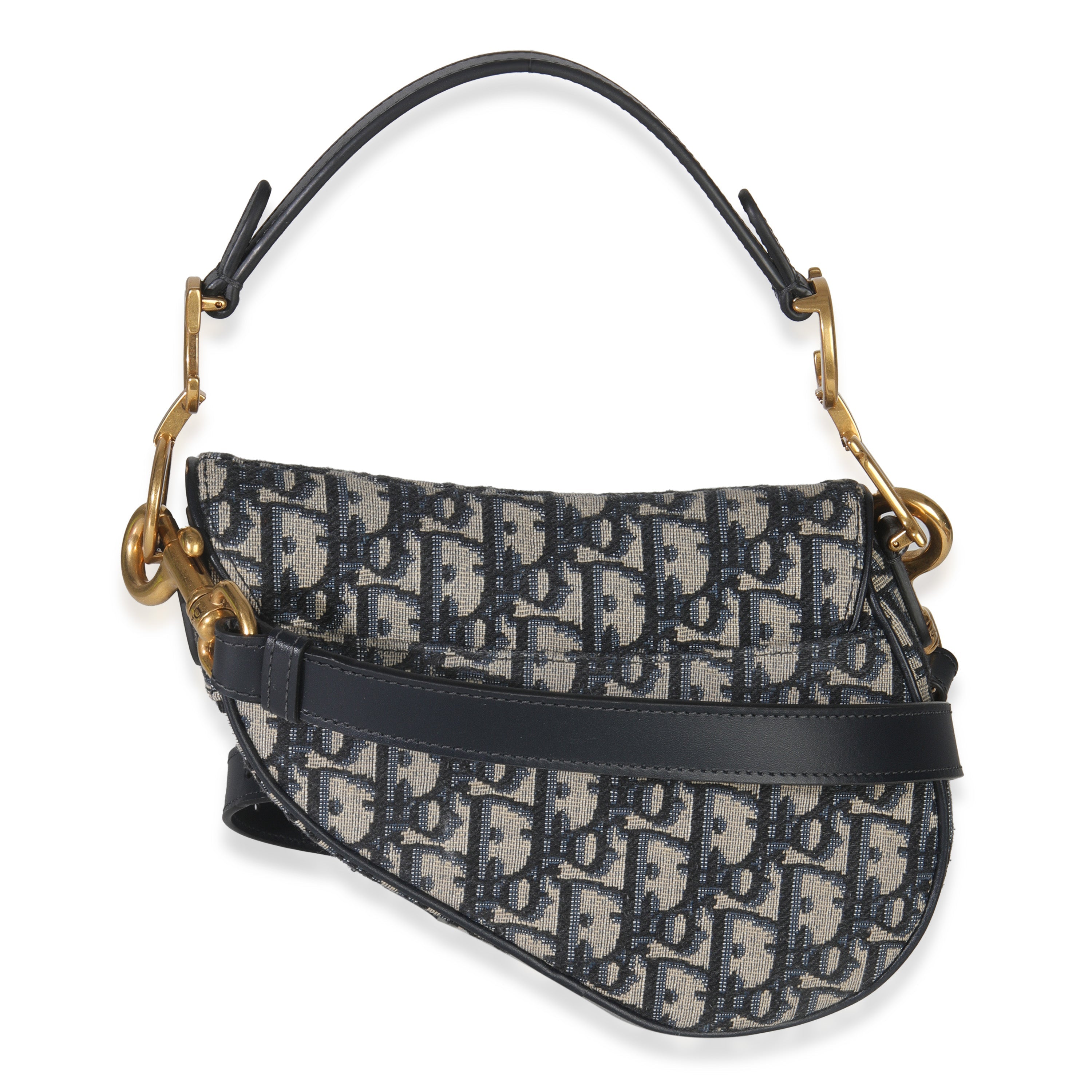 Blue Oblique Canvas Mini Saddle Bag