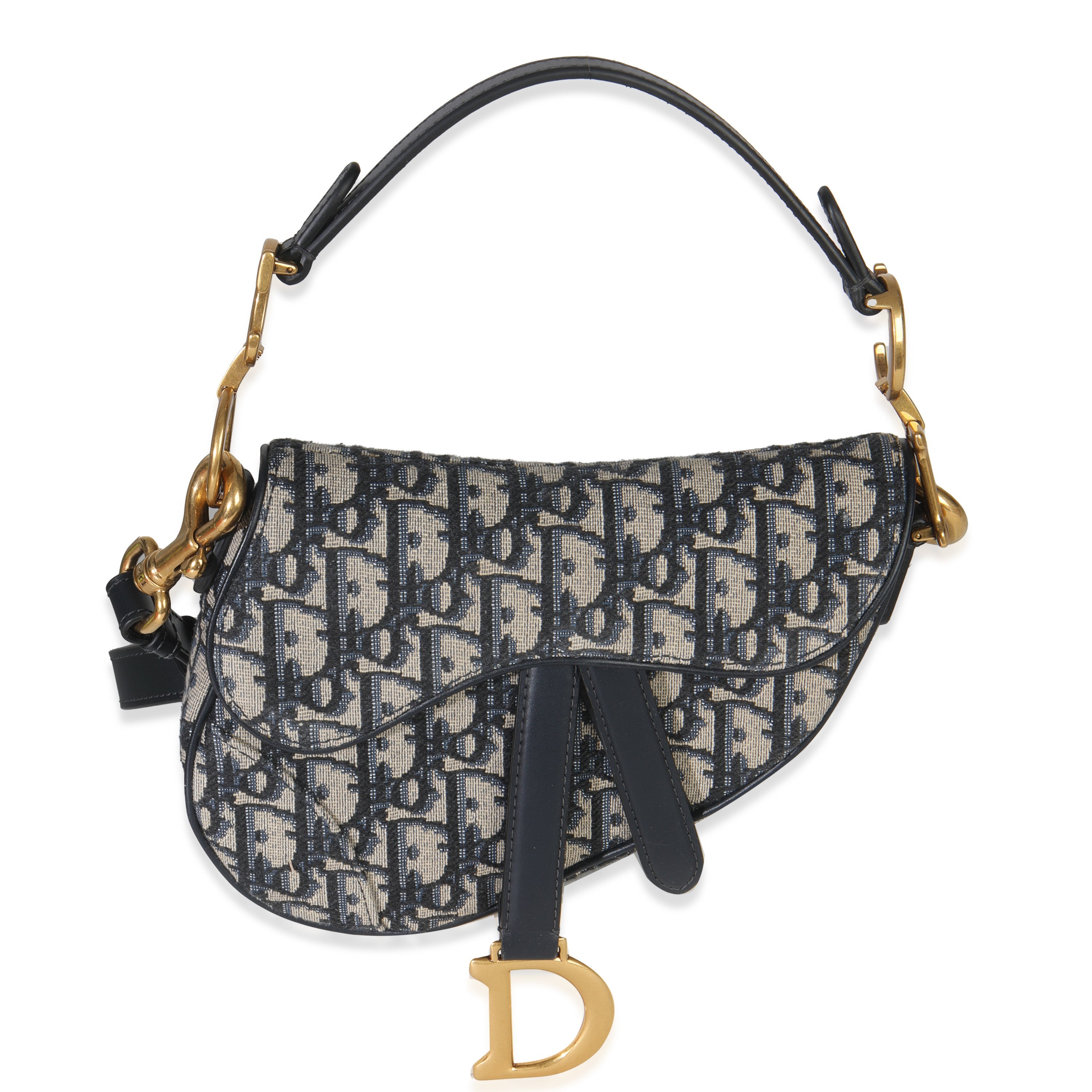 Blue Oblique Canvas Mini Saddle Bag