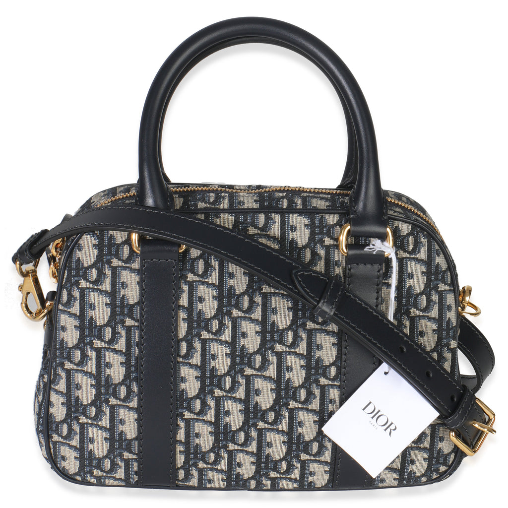 Navy Oblique Canvas Small D Vibe Bowling Bag
