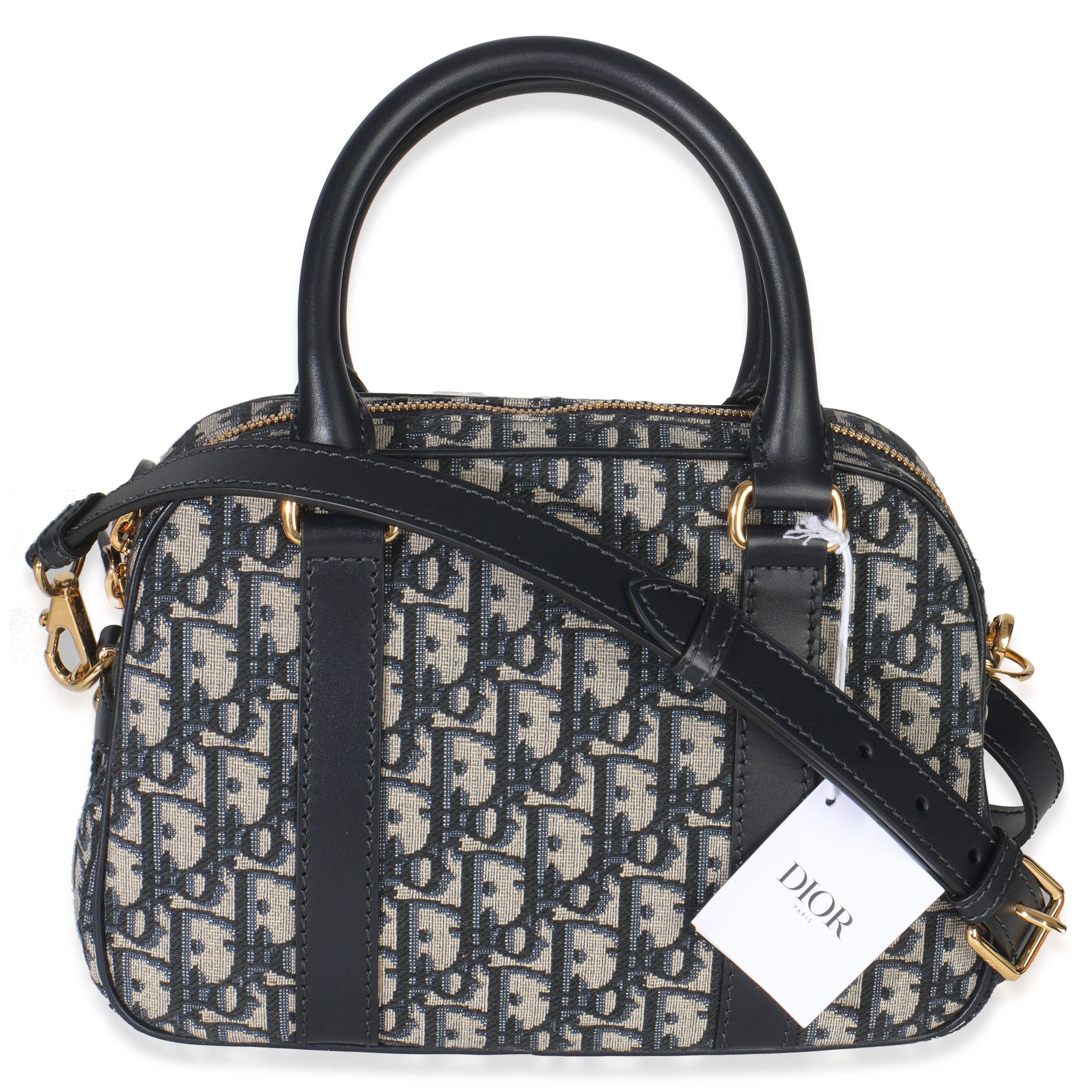 Navy Oblique Canvas Small D Vibe Bowling Bag