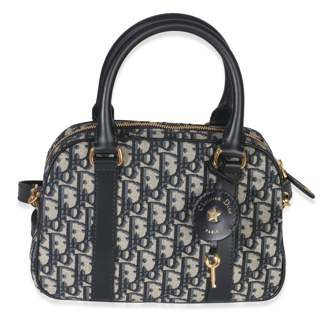 Navy Oblique Canvas Small D Vibe Bowling Bag