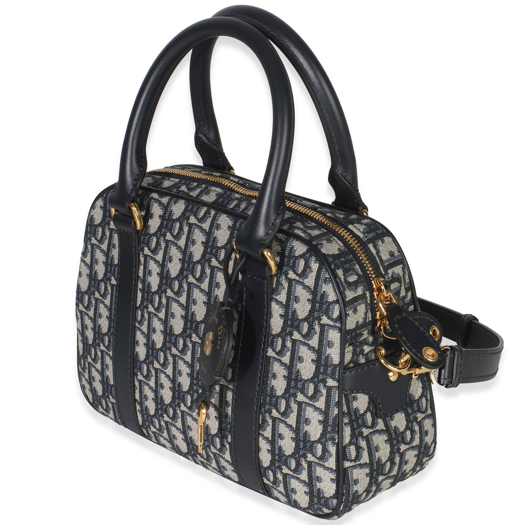 Navy Oblique Canvas Small D Vibe Bowling Bag