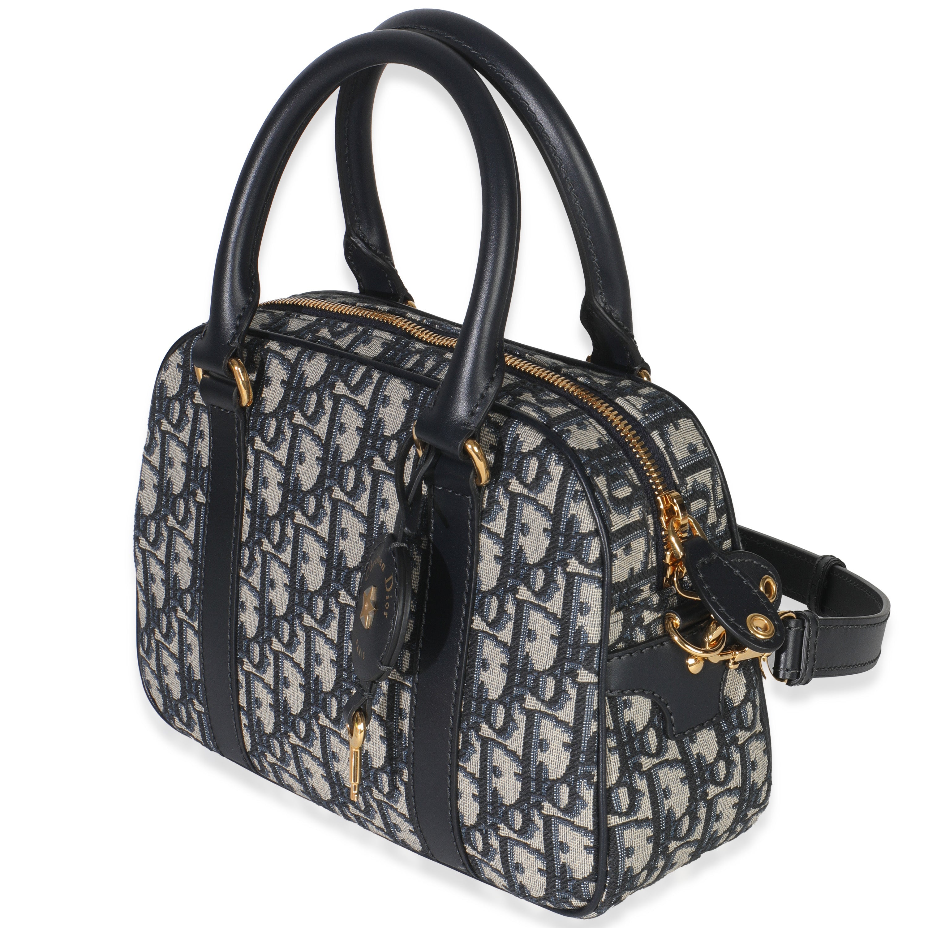 Navy Oblique Canvas Small D Vibe Bowling Bag