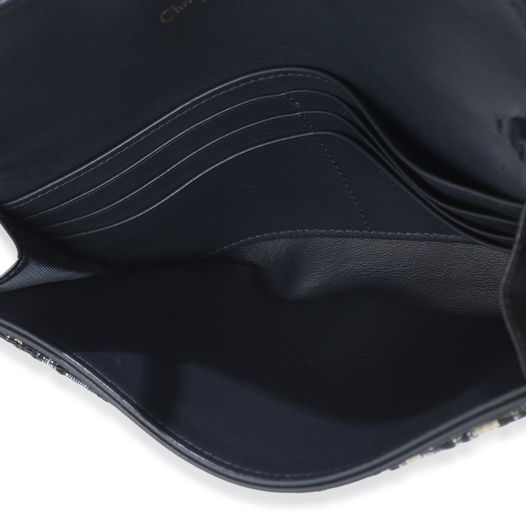 Blue Oblique Canvas Saddle Chain Pouch