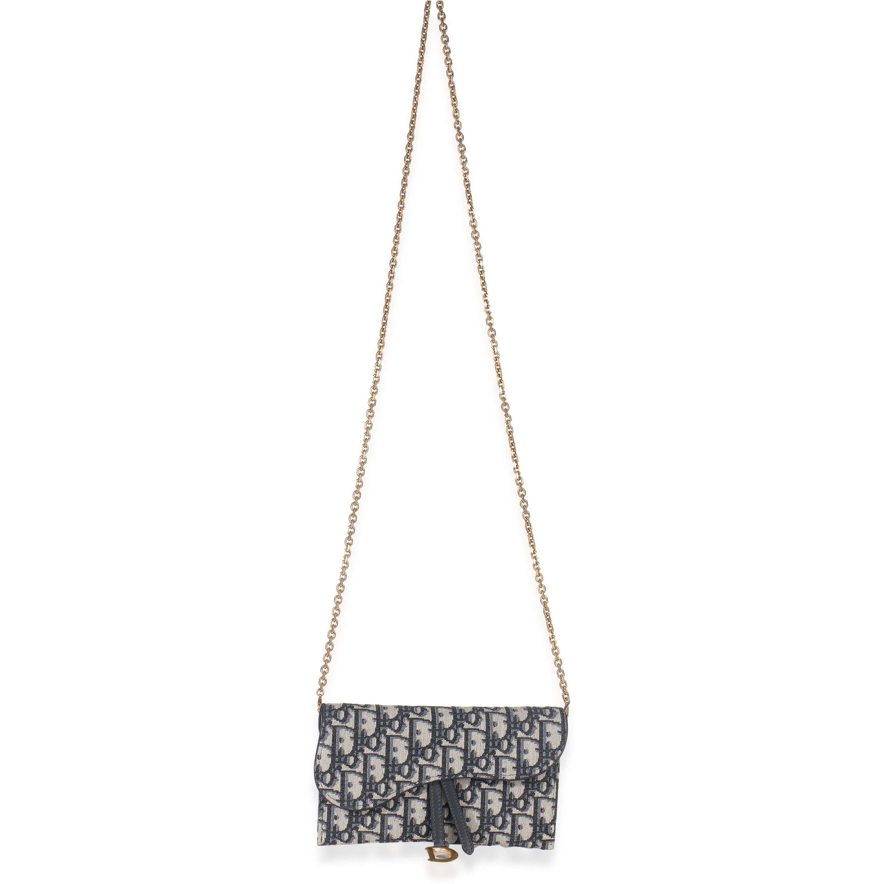 Blue Oblique Canvas Saddle Chain Pouch