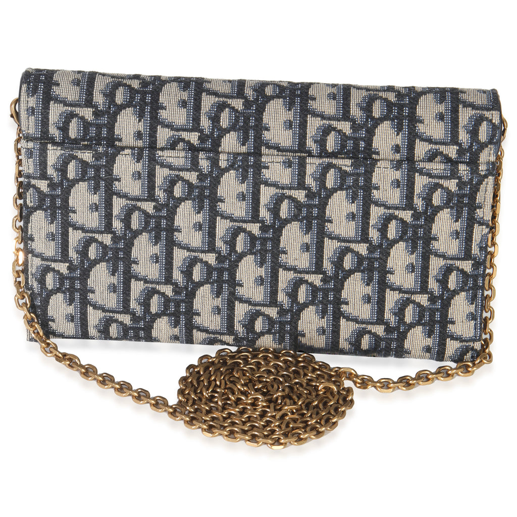 Blue Oblique Canvas Saddle Chain Pouch