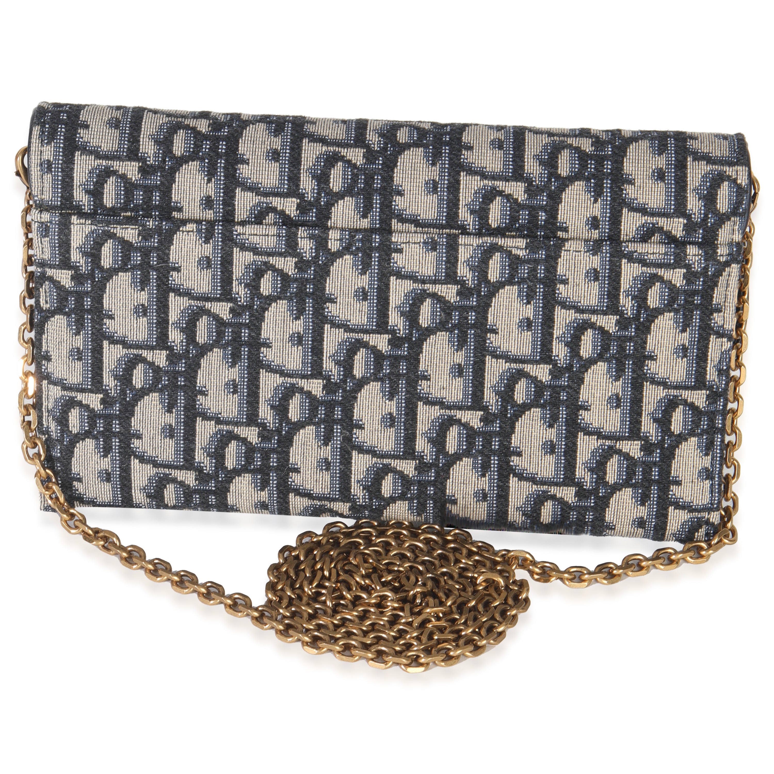Blue Oblique Canvas Saddle Chain Pouch