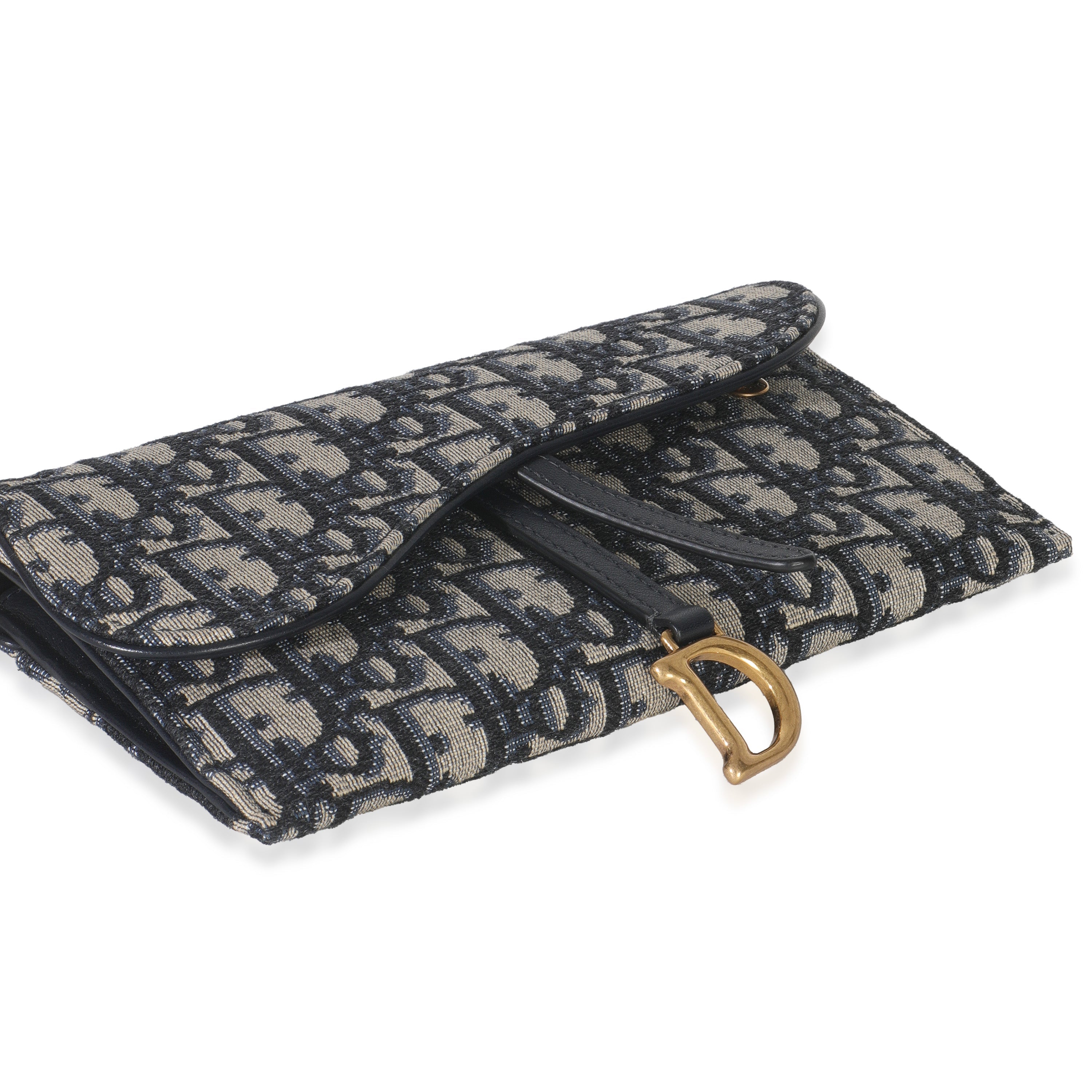 Blue Oblique Canvas Saddle Chain Pouch