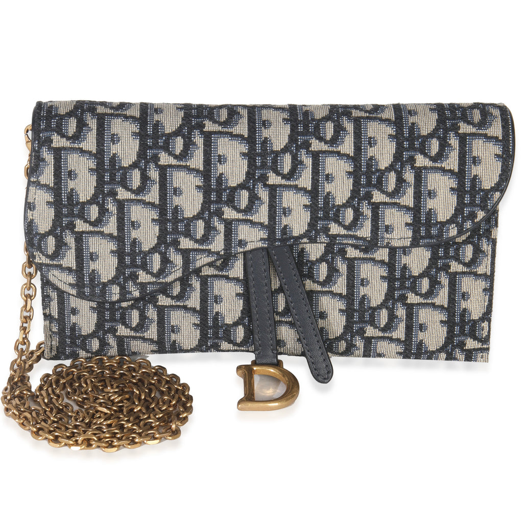 Blue Oblique Canvas Saddle Chain Pouch