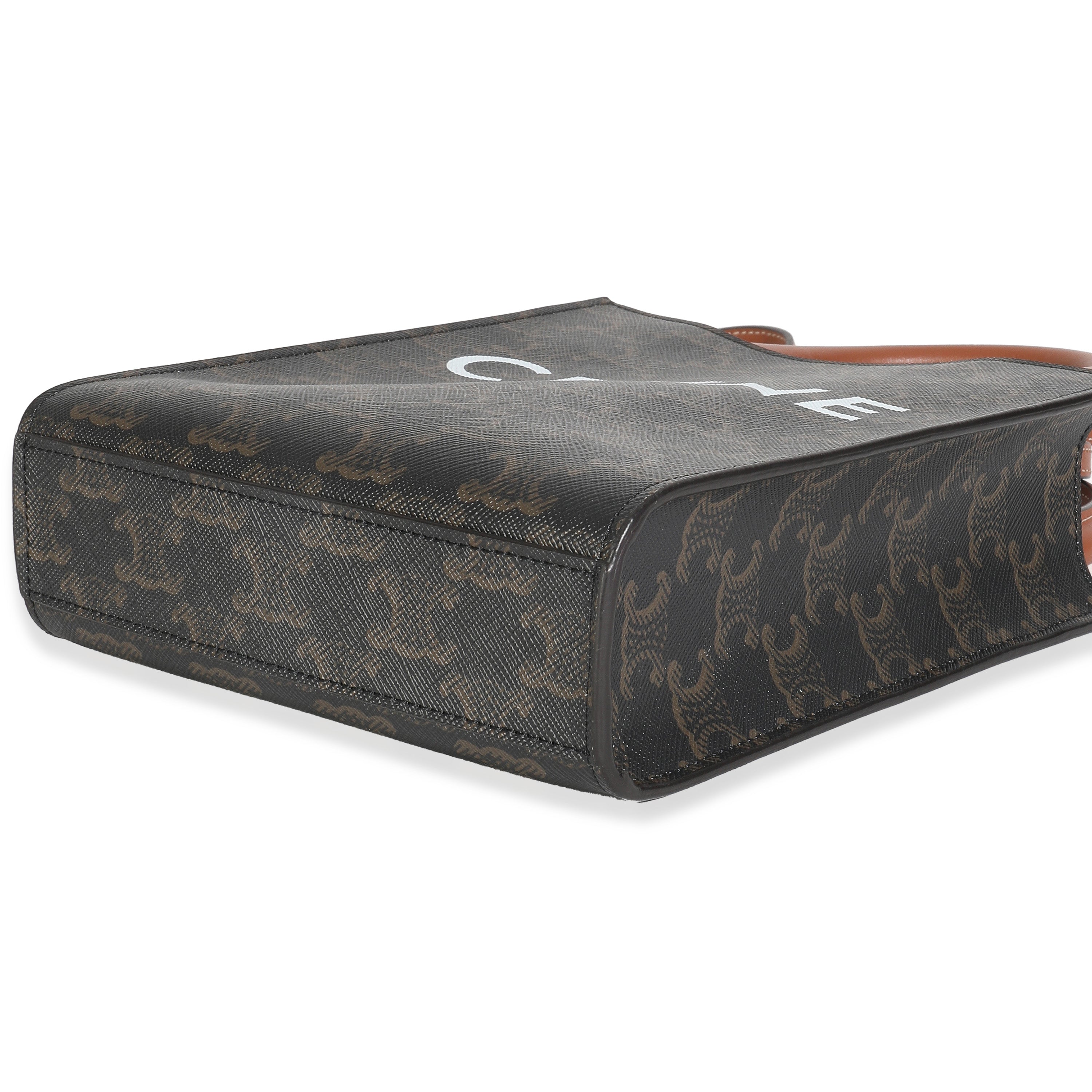 Brown Triomphe Canvas  Mini Vertical Cabas