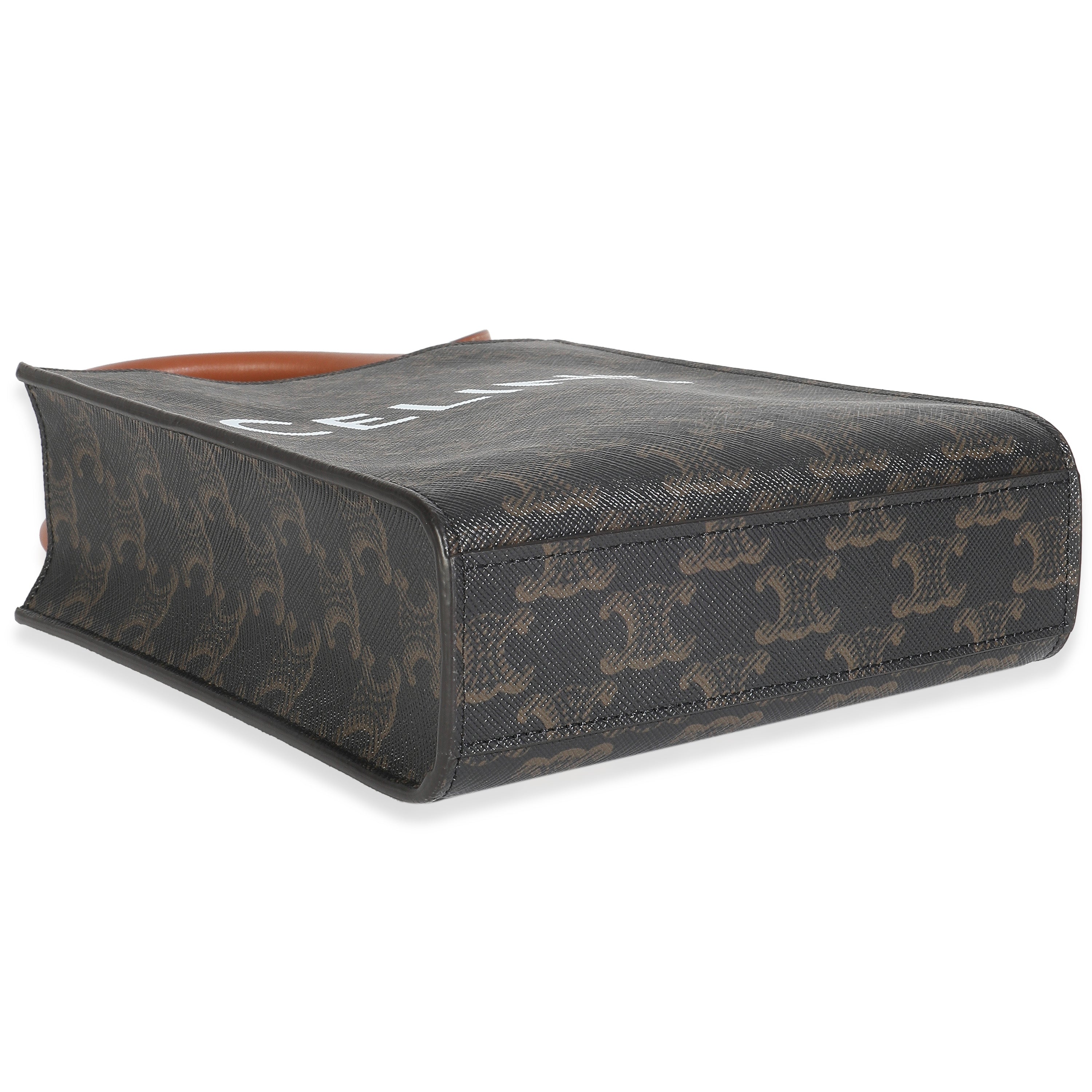 Brown Triomphe Canvas  Mini Vertical Cabas