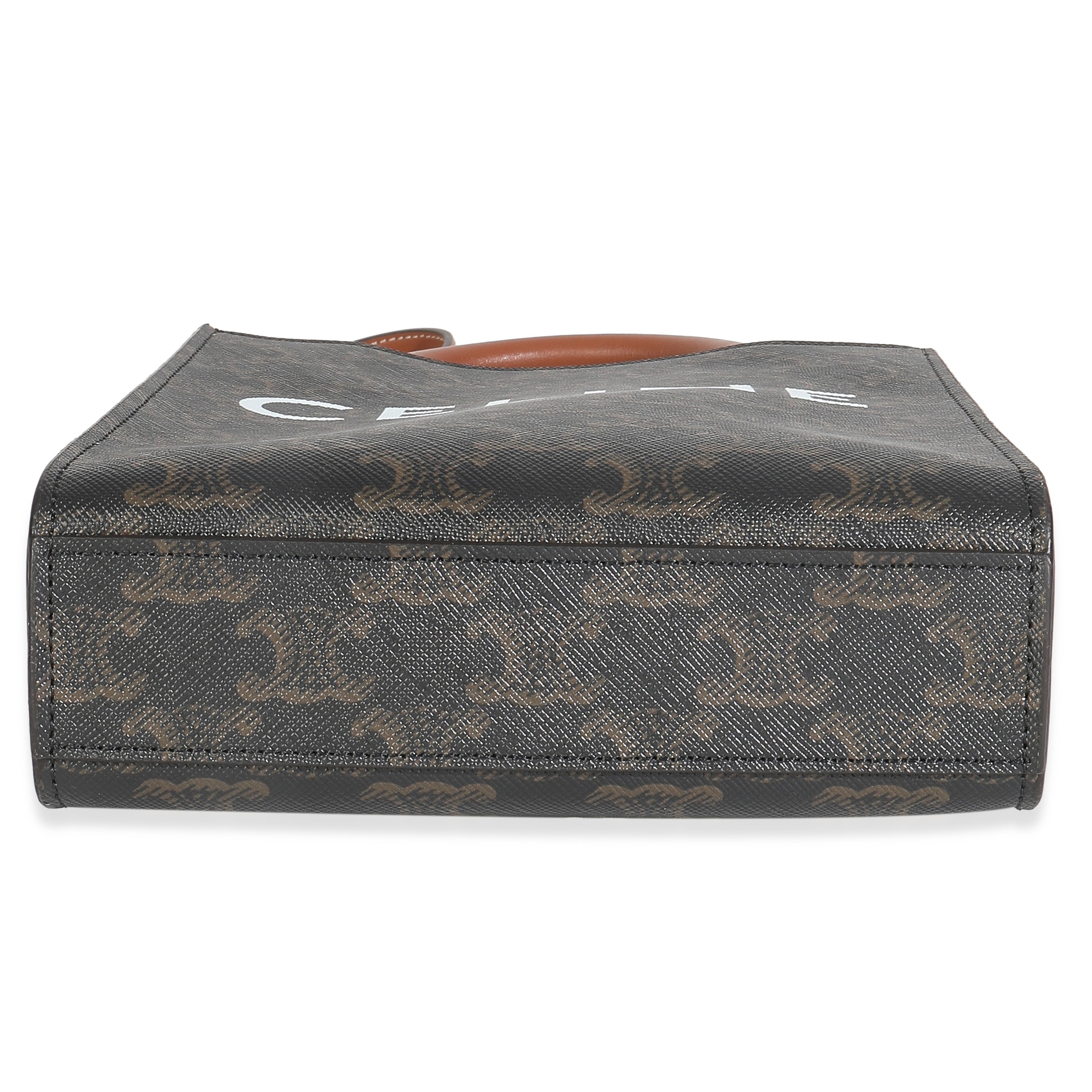 Brown Triomphe Canvas  Mini Vertical Cabas