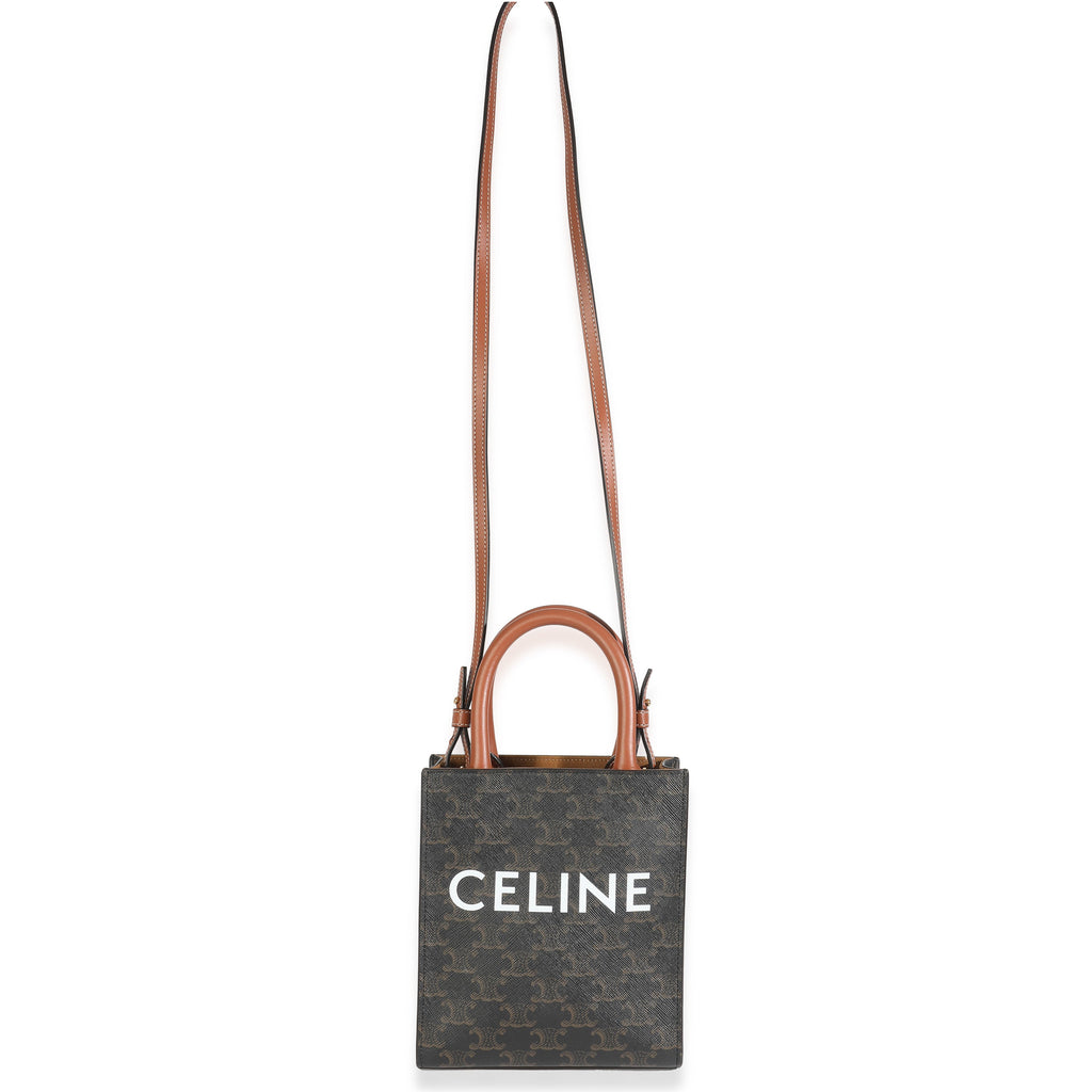 Brown Triomphe Canvas  MIni Vertical Cabas