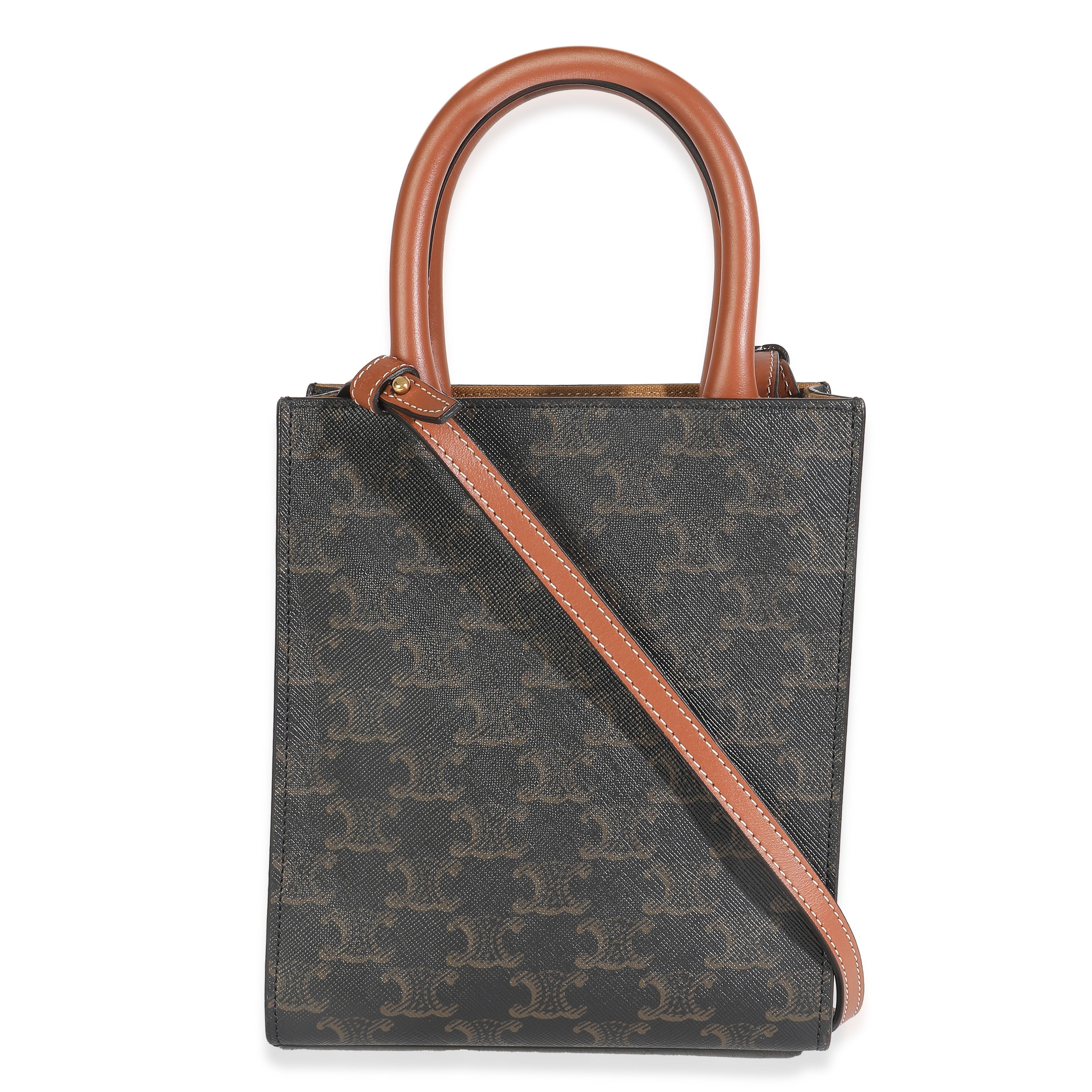Brown Triomphe Canvas  MIni Vertical Cabas