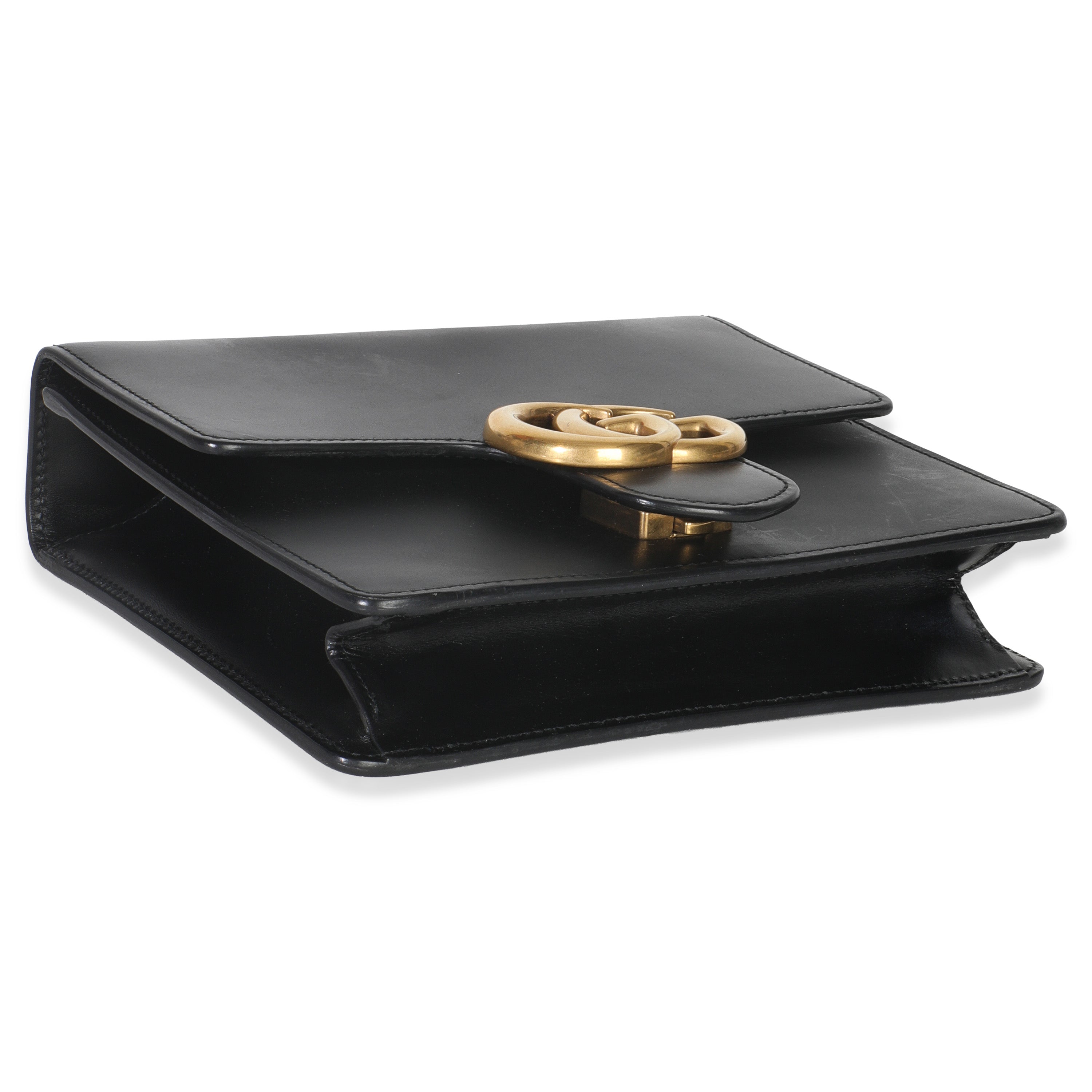 Black Smooth Calfskin Small GG Marmont Chain Bag