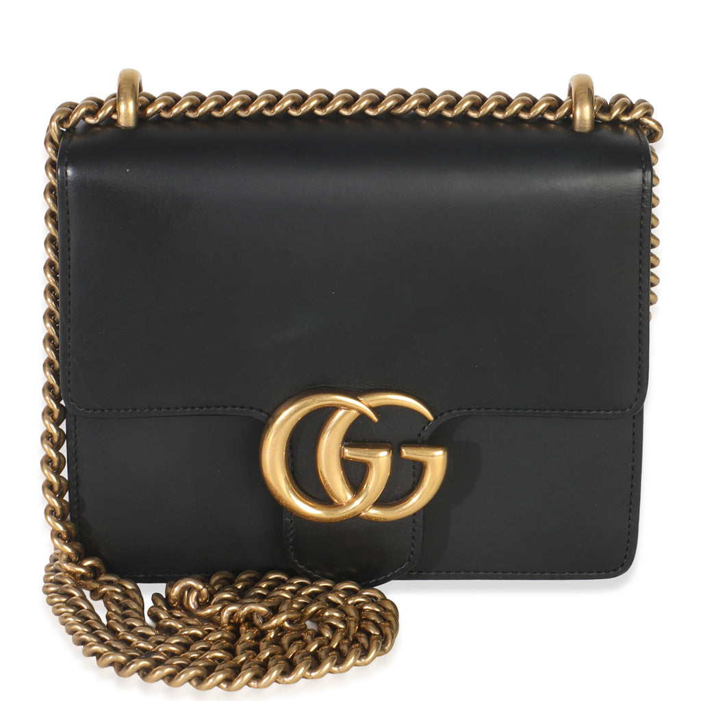 Black Smooth Calfskin Small GG Marmont Chain Bag