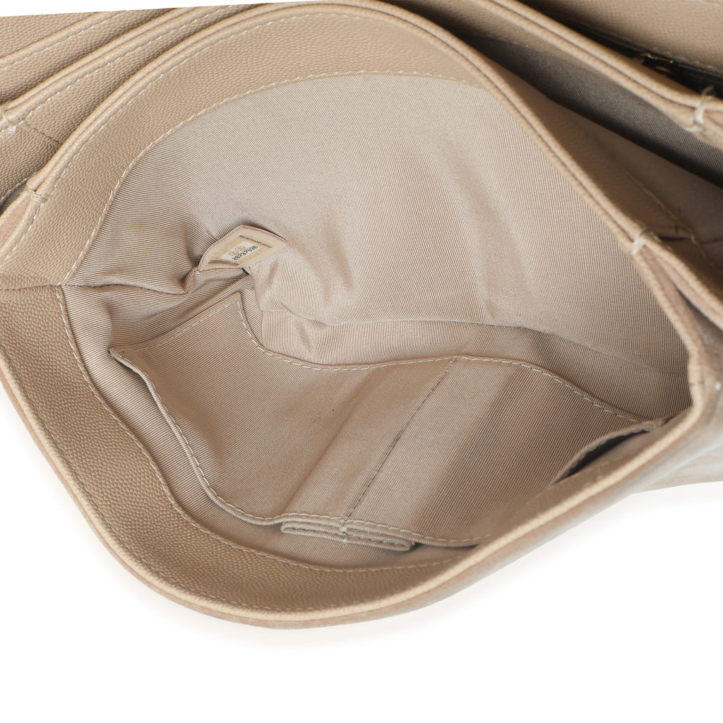 Beige Quilted Caviar Suede Lady Coco Chain Flap Bag