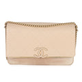 Beige Quilted Caviar Suede Lady Coco Chain Flap Bag