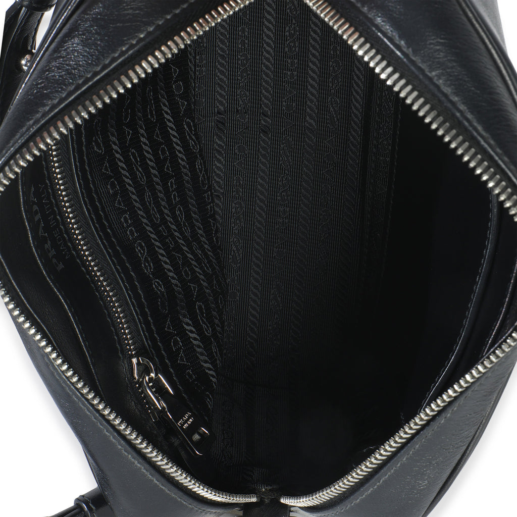 Black Pink Calfskin Banana Logo Crossbody Bag