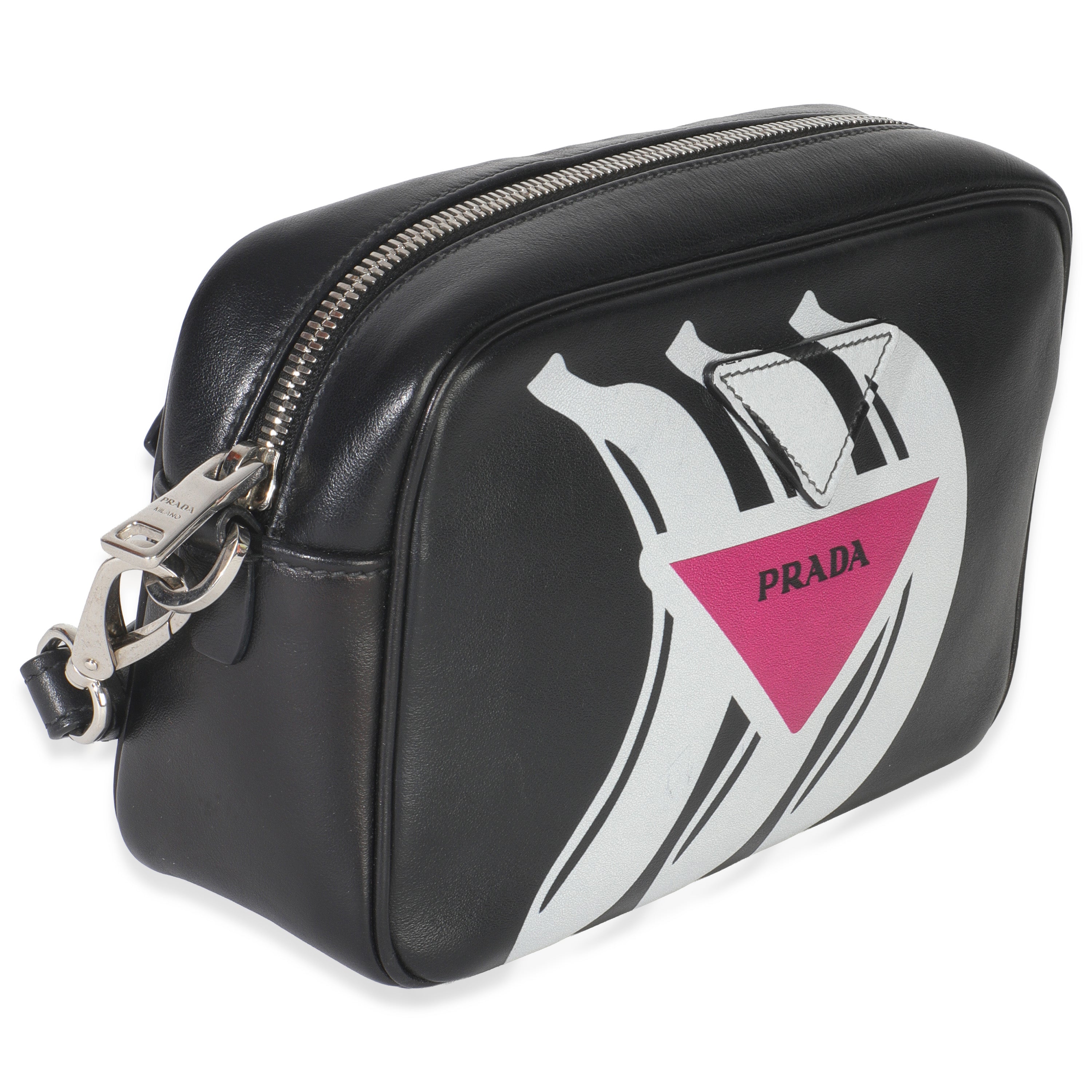 Black Pink Calfskin Banana Logo Crossbody Bag